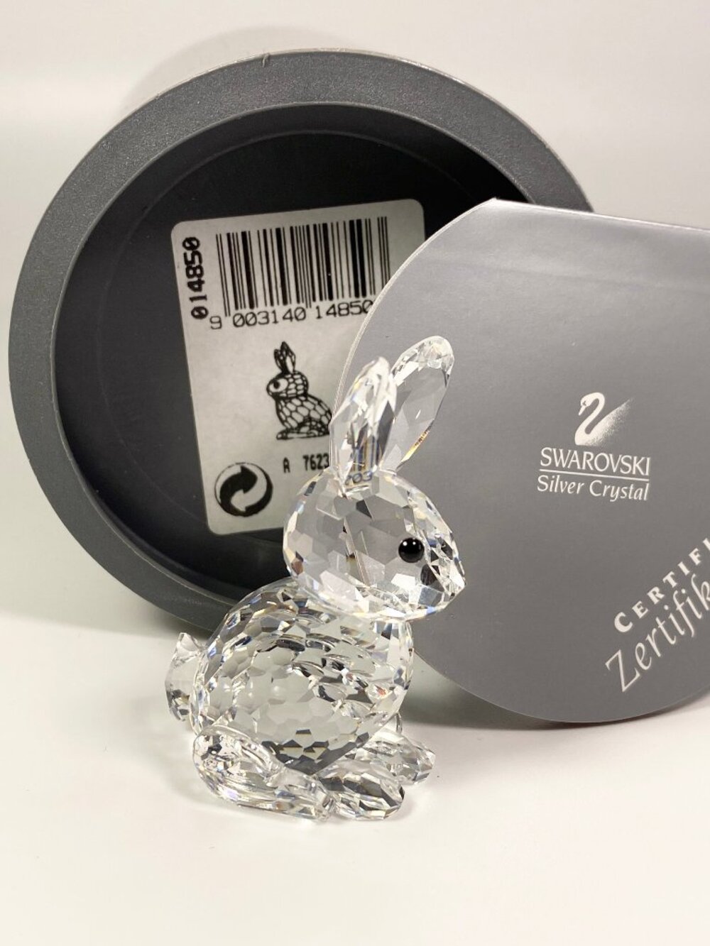 Vintage Swarovski Silver Crystal large Mother Rabbit Figurine 2" with Box